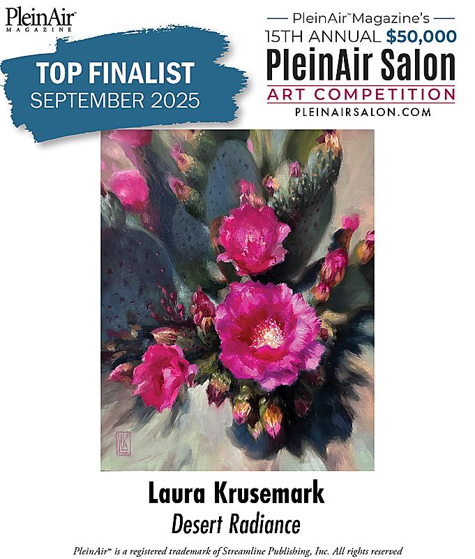 Plein Air Salon Art Competition, Plein Air Salon Competition Top Finalist for Sept 2025 with “Desert Radiance”, featuring Desert Radiance, Top Finalist